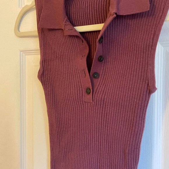 Madewell Owen Sleeveless Sweater Polo in Pressed Grape XXS - Picture 6 of 7